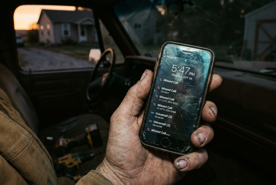 A phone lock screen stacked with missed calls
